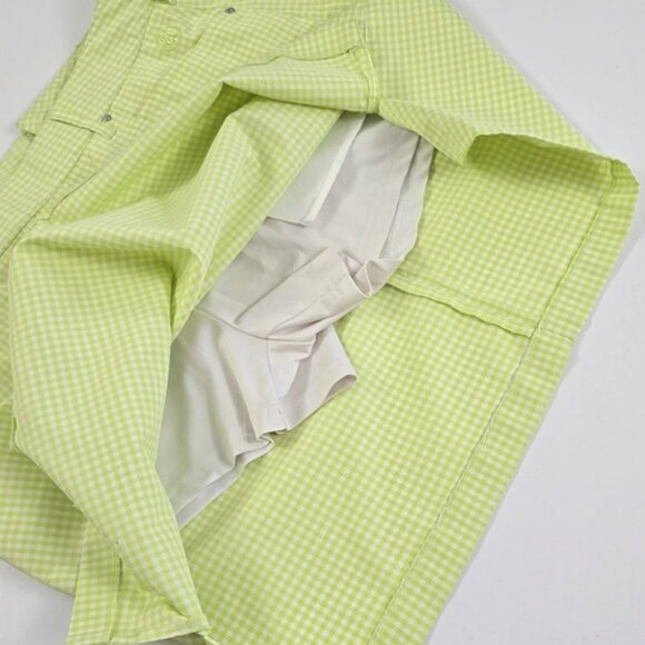 Abacus Women's Skirt Skort Lime Green White Micro Plaid Stretch Size 42/12 Reg - Picture 12 of 16